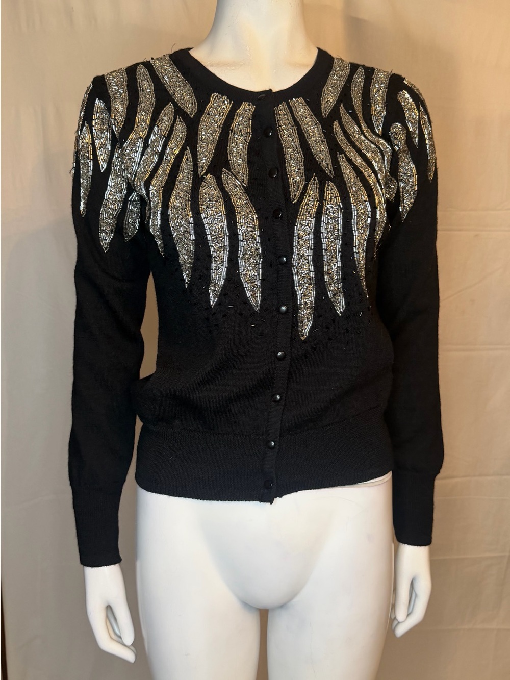 French Connection Black Cardigan with Silver Sequin Detailing